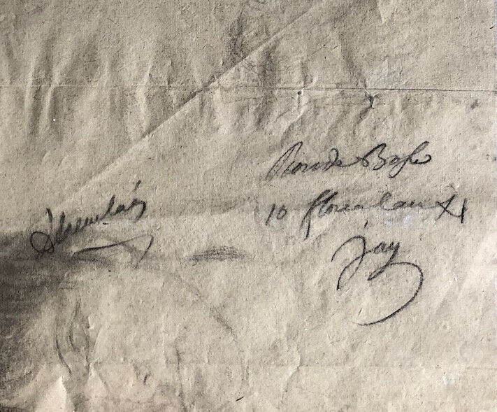 Louis-Joseph Jay — portrait d'homme — fusain / papier vergé signé & daté au dos