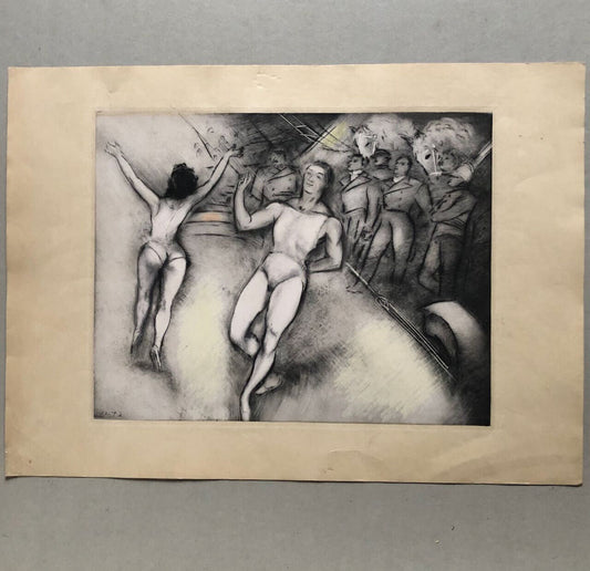 Marcel Vertès — Le cirque — eau-forte signée en bas à gauche — 1949.