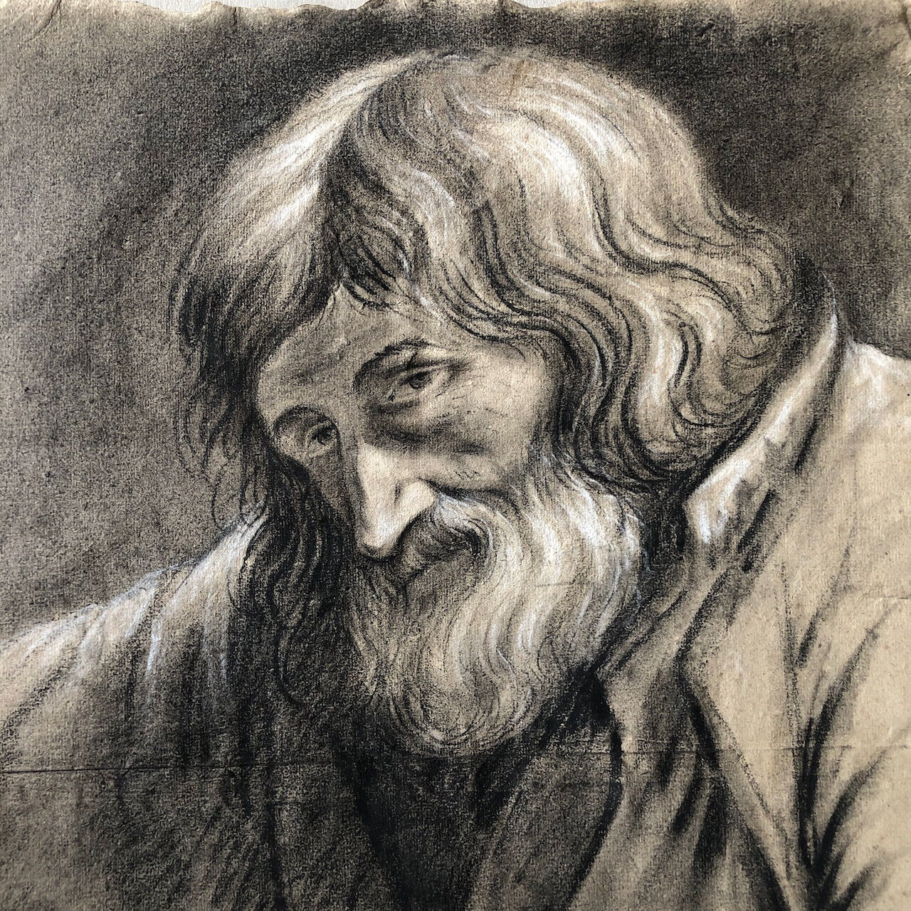 Louis-Joseph Jay — portrait d'homme — fusain / papier vergé signé & daté au dos