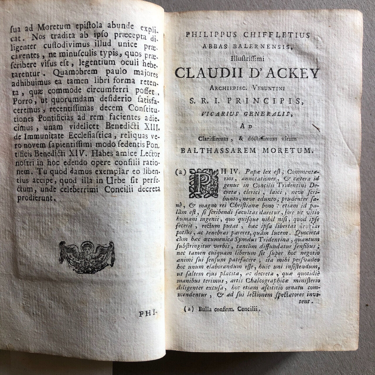 Concile de Trente — Gravure frontispice — Paronium — 1744.