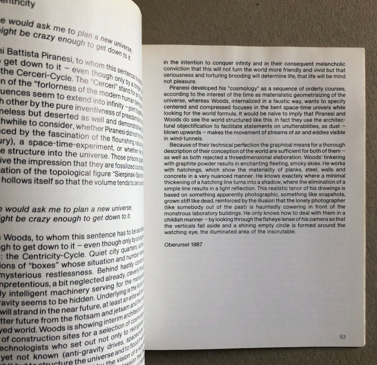Lebbeus Woods — Centricity — catalogue de l'exposition à la galerie Aedes — 1987