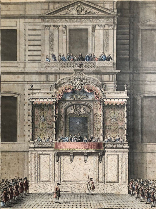 Blondel, d'après Gabriel — Élévation géométrale du trône de Louis XV — 1740.