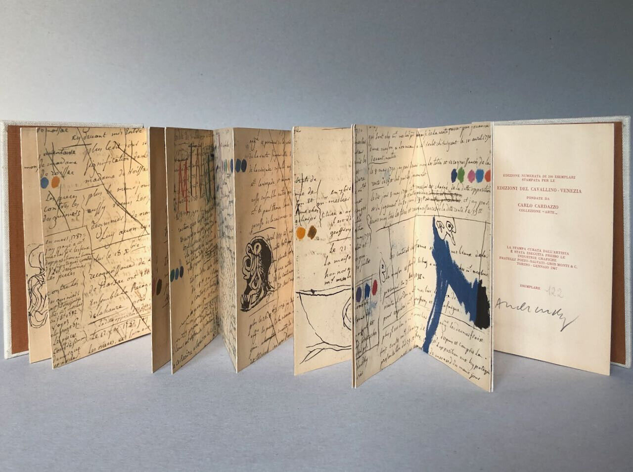 Pierre Alechinsky — Minutes — Leporello 1,80 m. — Edizioni del Cavallino — 1967.