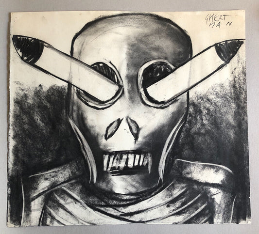 Alain Ghertman (né en 1946) — dessin au fusain signé en haut à droite — 54x60 cm