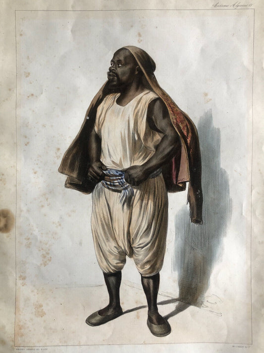 Benjamin Roubaud — Biskry, porteur à Alger — lithographie coloriée main — 1842.