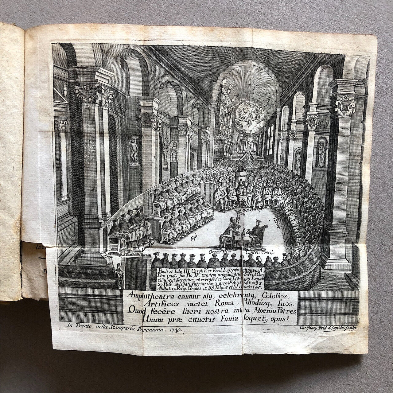 Concile de Trente — Gravure frontispice — Paronium — 1744.