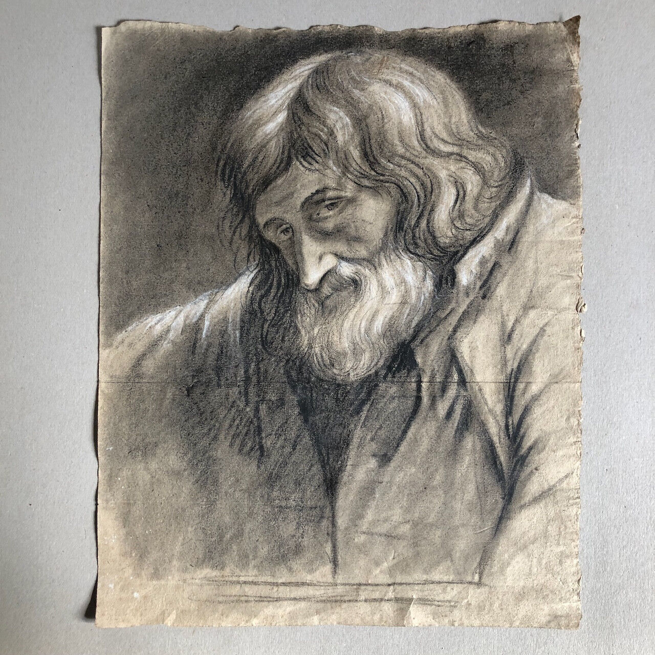 Louis-Joseph Jay — portrait d'homme — fusain / papier vergé signé & daté au dos