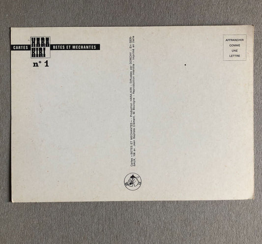 Hara Kiri — professeur Choron de dos — cartes bêtes & méchantes n° 1 — années 60