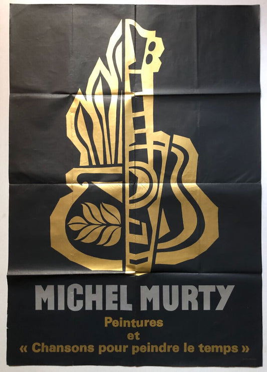 Michel Murty — Affiche sérigraphique — Chansons pour peindre le temps — 1977.