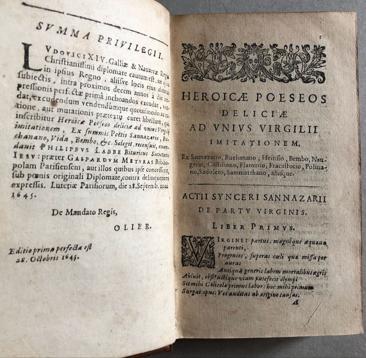 Philippe Labbe — Heroicae Poeseos Deliciae Ad Unius Virgilii Imitationem — 1646