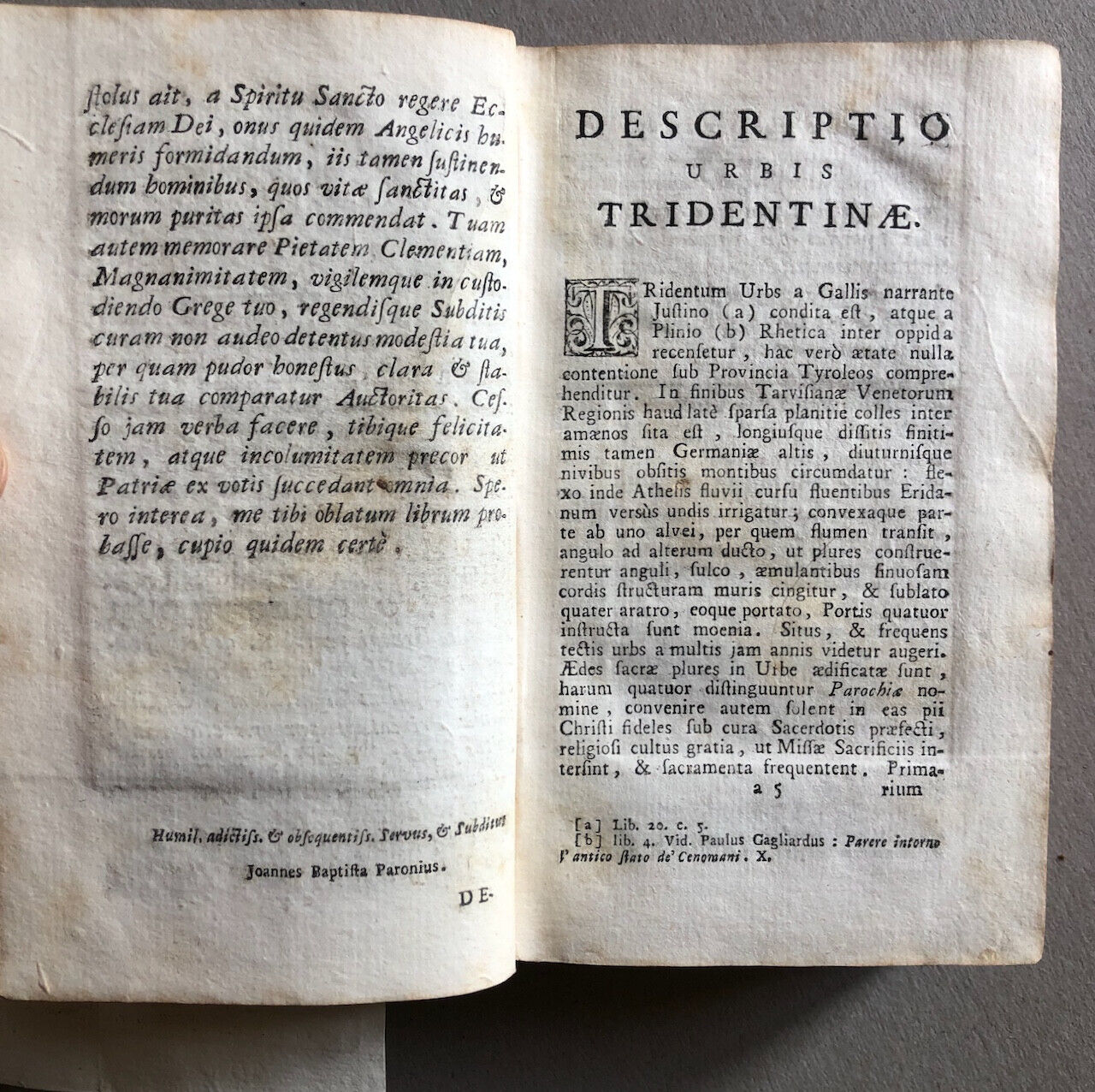 Concile de Trente — Gravure frontispice — Paronium — 1744.