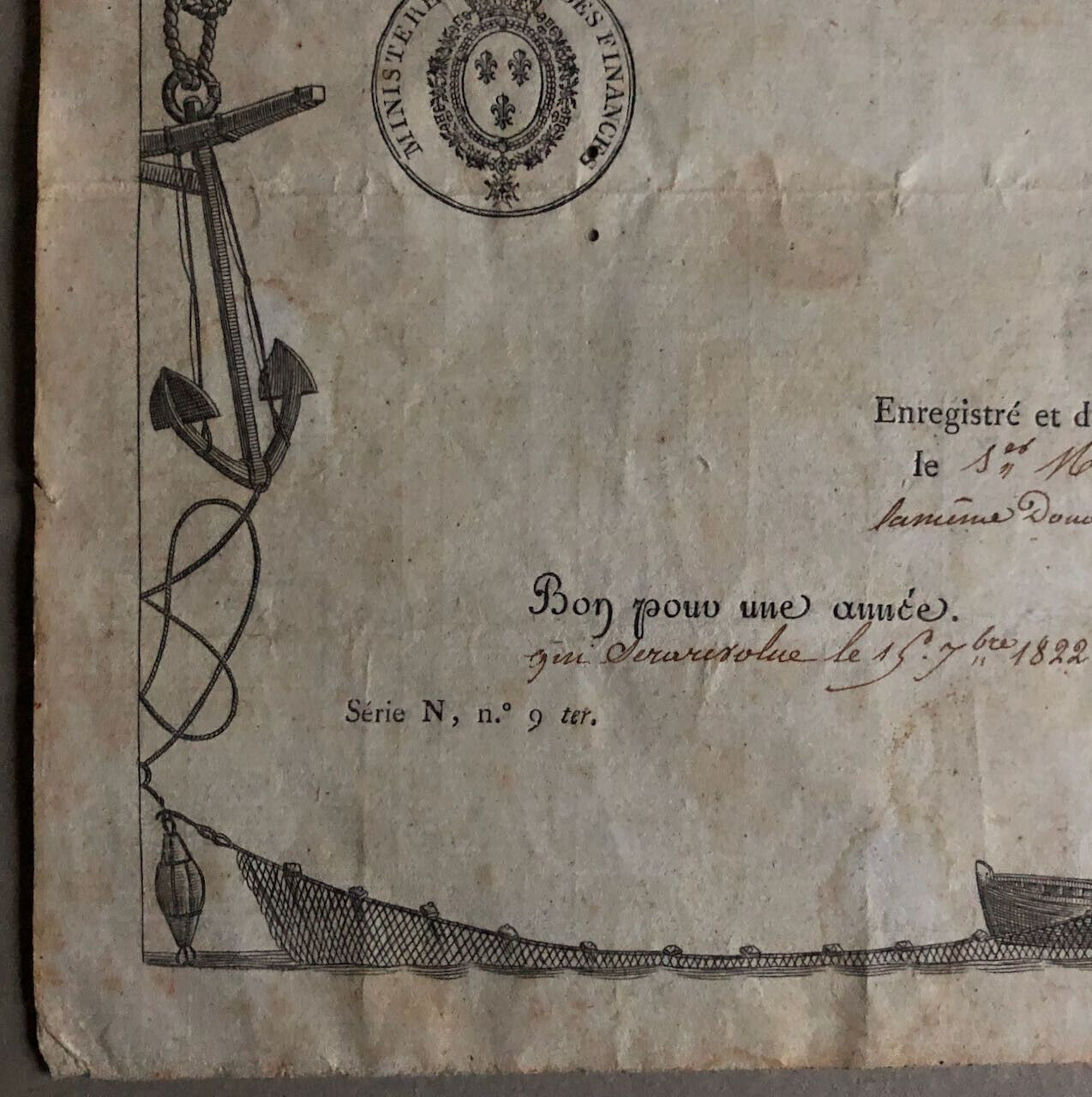 Congé des bâtiments de commerce français — douanes maritimes — Douarnenez — 1821