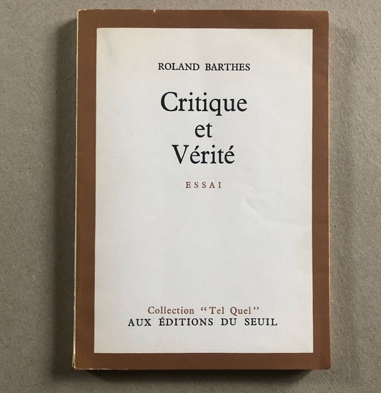 Roland Barthes— Critique et vérité — é.o. s.p. — envoi autographe — Seuil — 1966