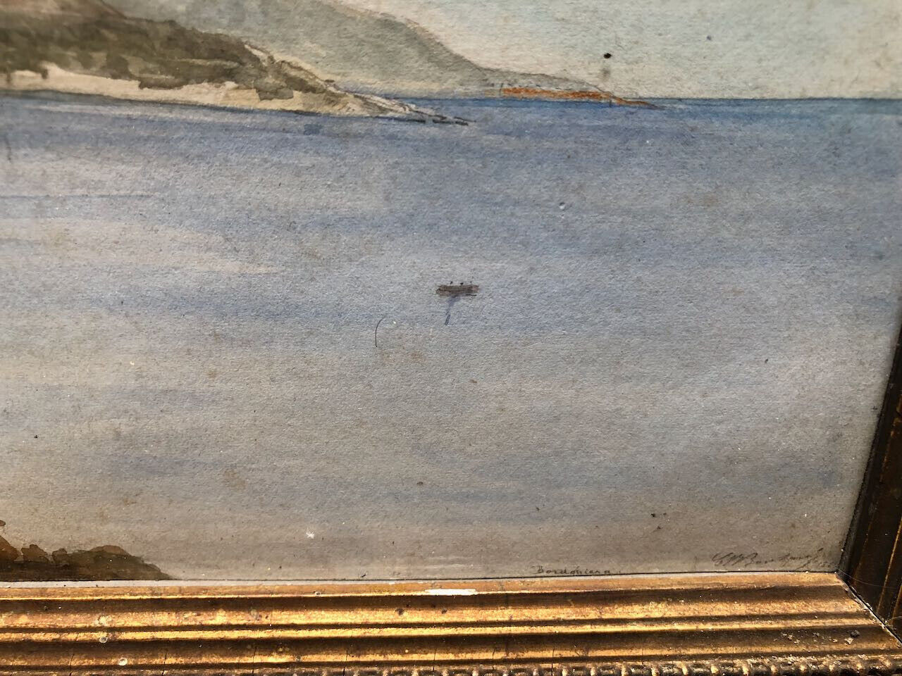 Côte méditerranéenne de Roquebrune à Bordhigera — aquarelle signée & datée 1861.