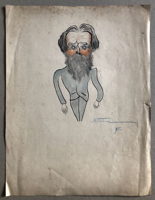 George Marculescu - Georges Marcolesco — dessin encre & pastel signé — c. 1900.
