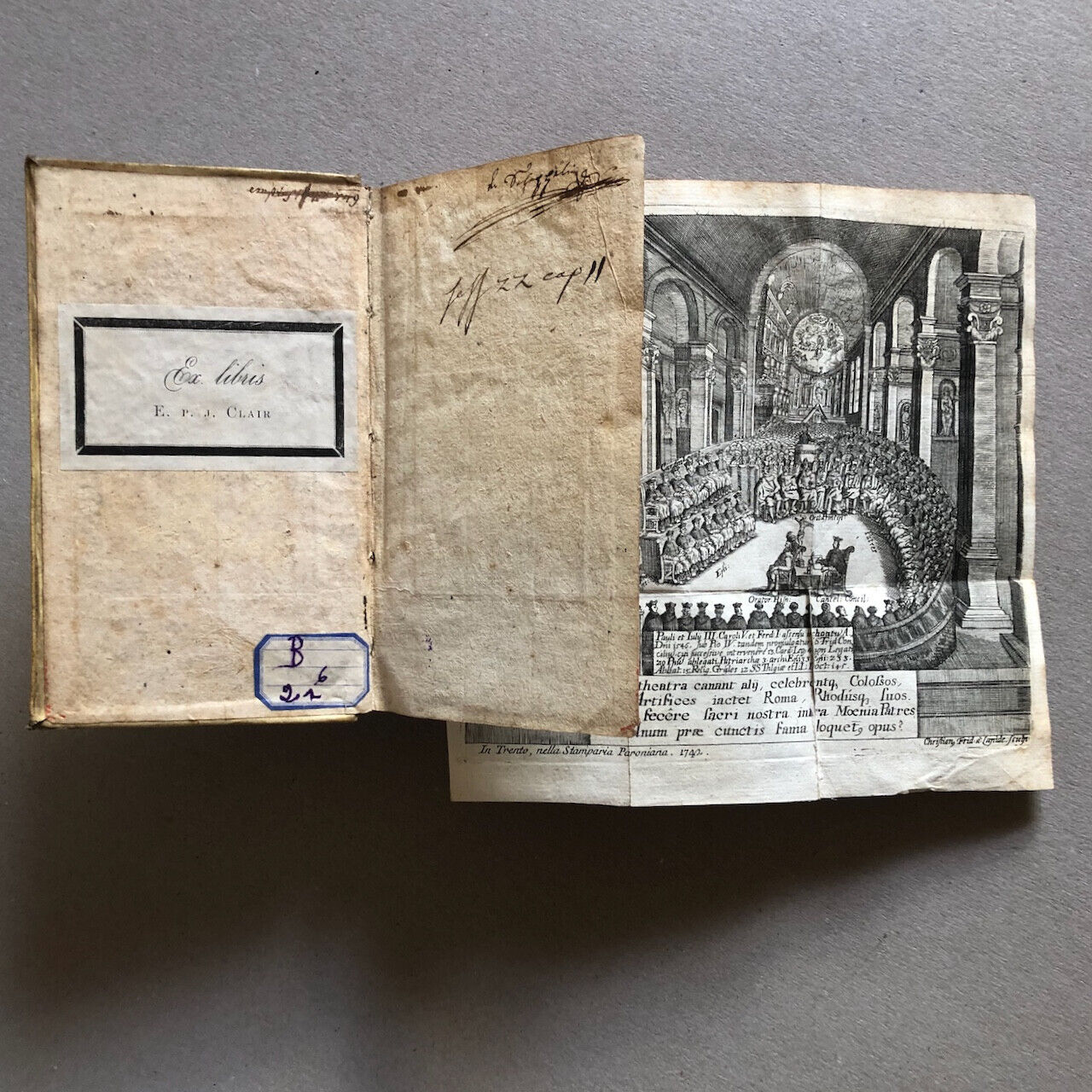 Concile de Trente — Gravure frontispice — Paronium — 1744.