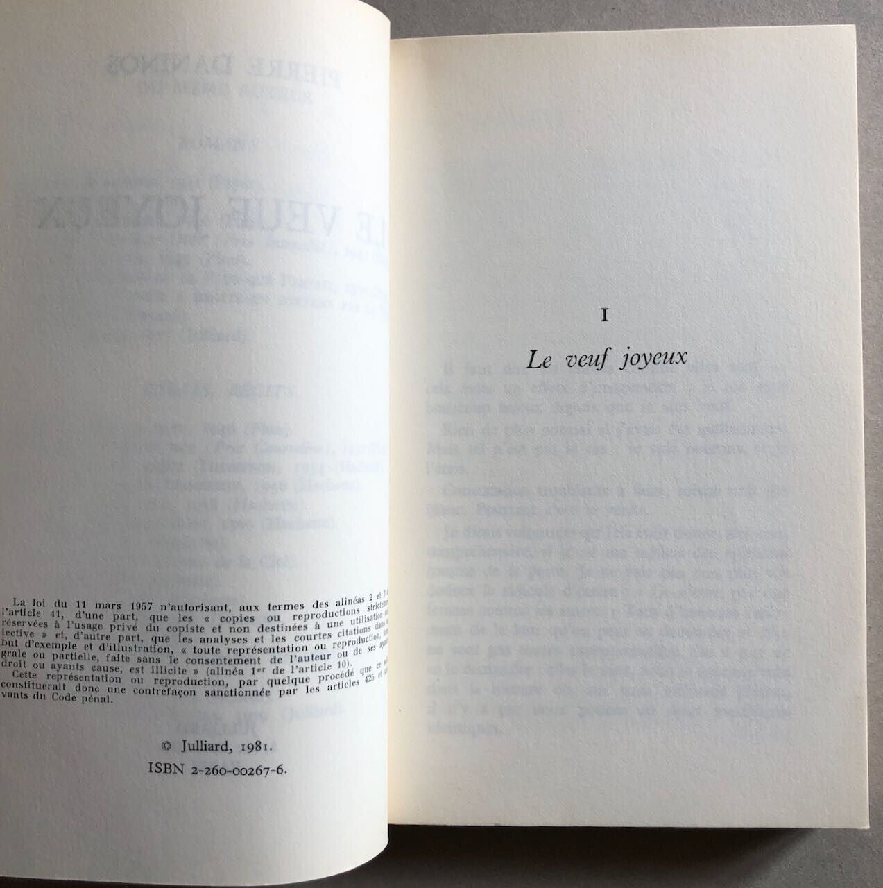 Daninos — Le Veuf joyeux — envoi autographe à Serge Tolstoï — Julliard — 1981.