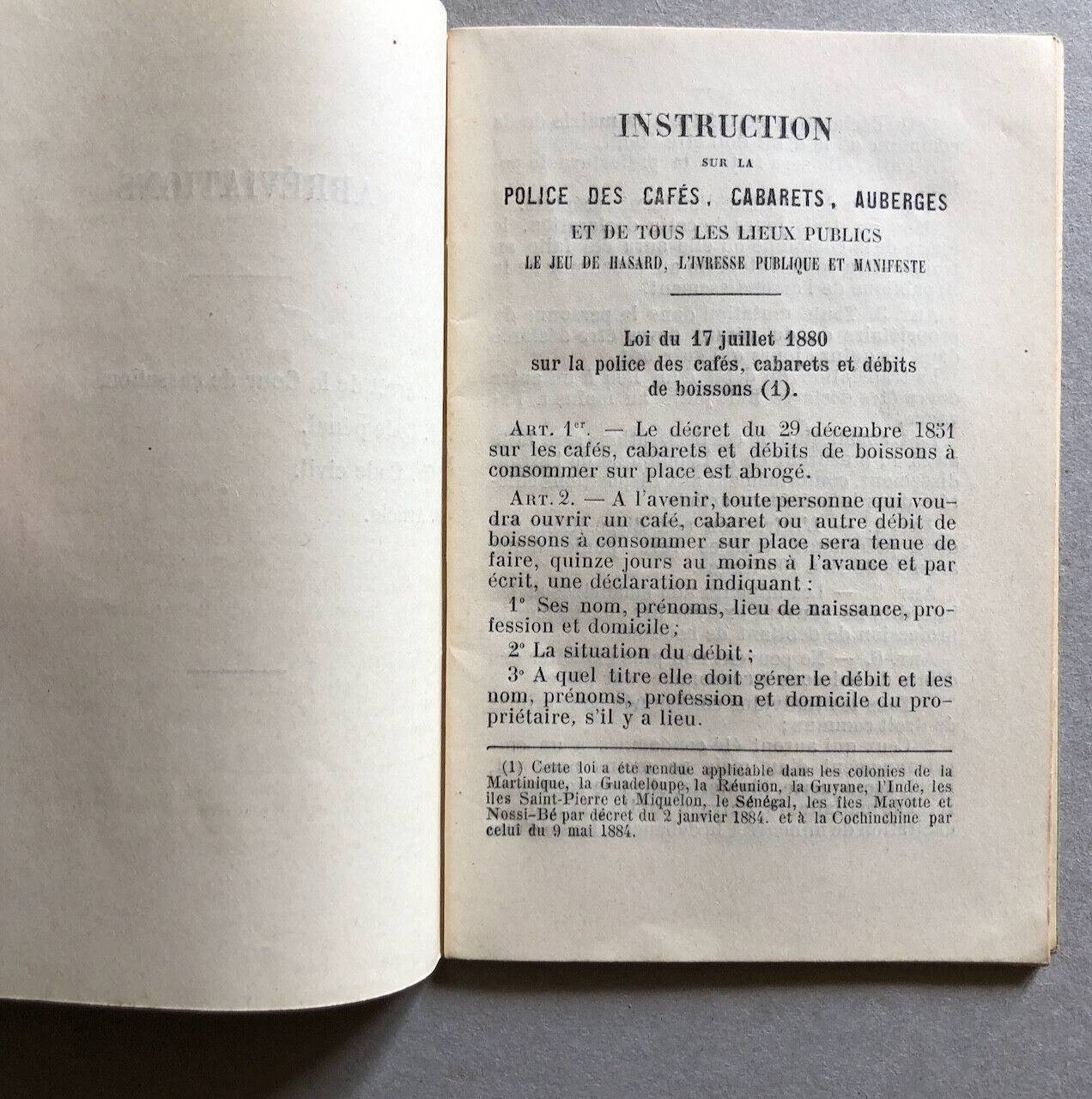 Instruction sur la police des cafés, cabarets, auberges, jeu de hasard — c. 1900