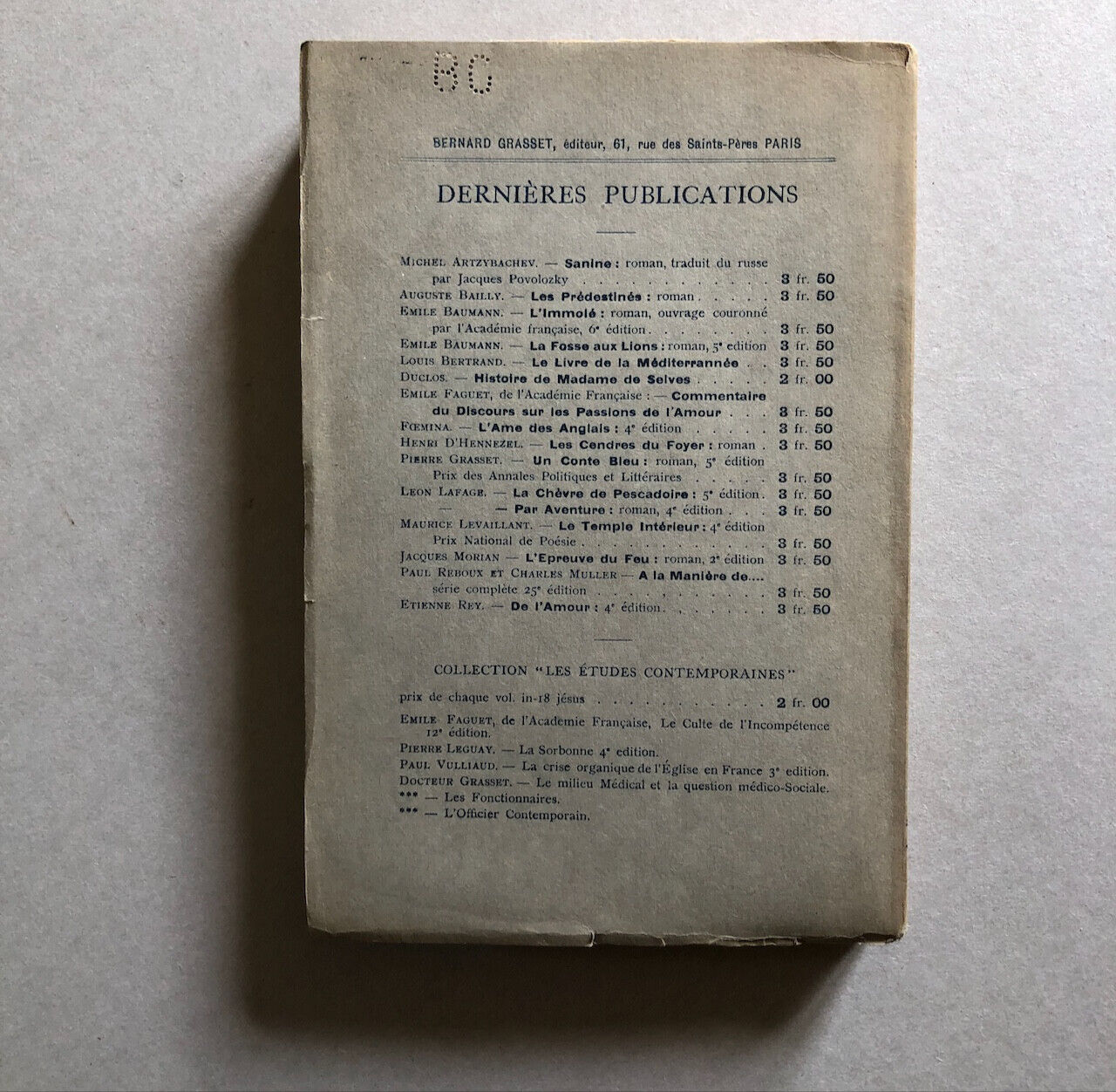 Jean Giraudoux — L'École des indifférents — É.O. ex. d'éditeur — Grasset — 1975.