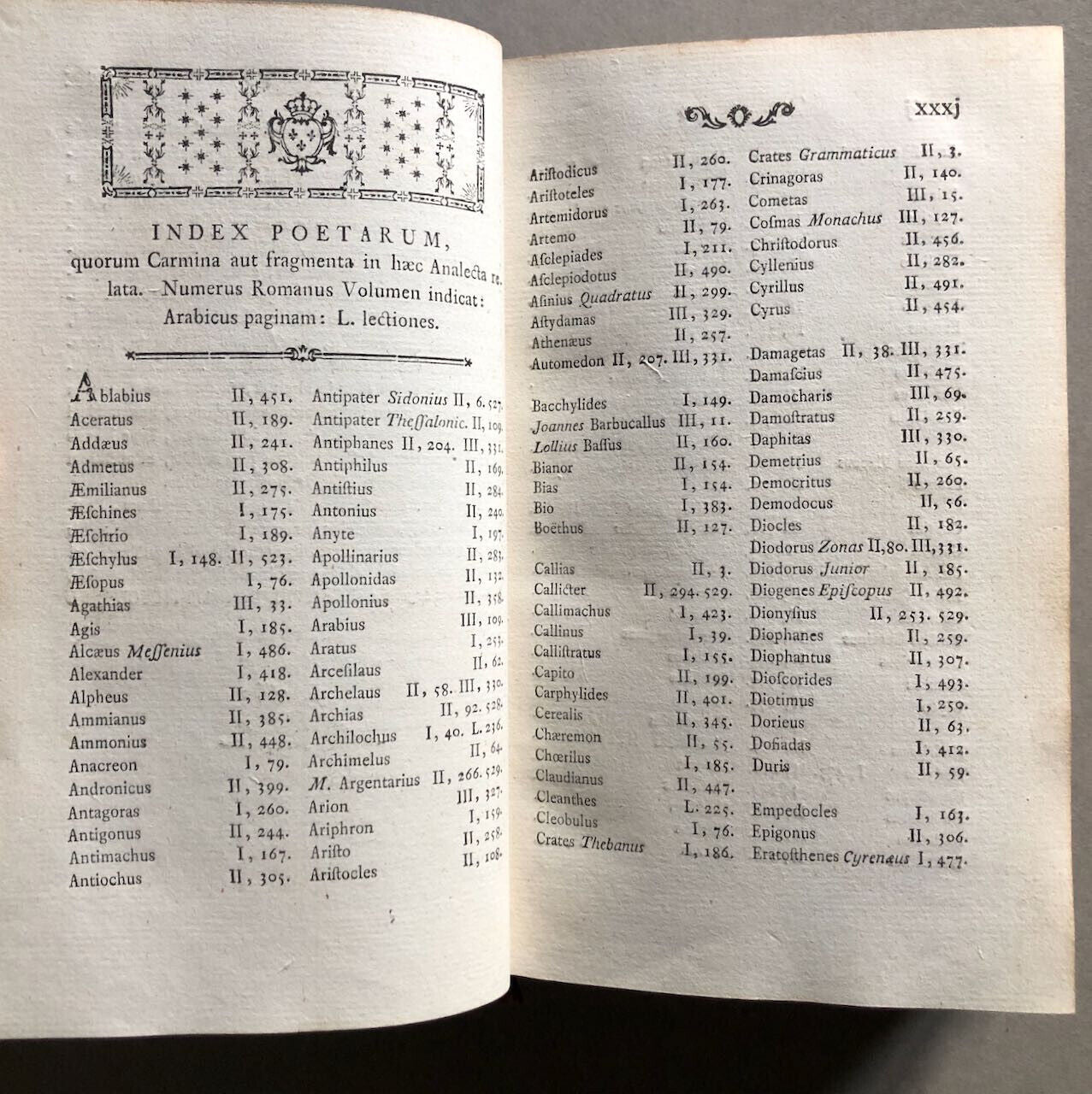 R. Brunck — Analecta veterum poetarum graecorum — 3 vol. — Heitz & Bauer — 1772