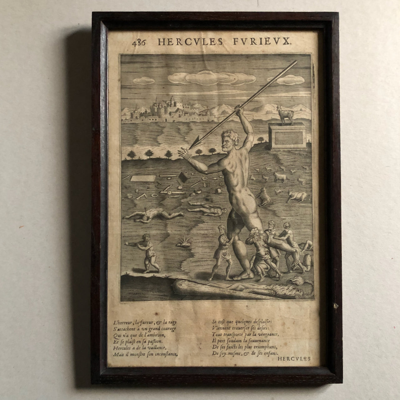 D'après A. Caron — Hercules furieux — gravure en taille douce — 32x20 cm — 1637