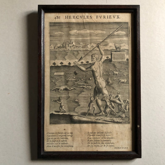 D'après A. Caron — Hercules furieux — gravure en taille douce — 32x20 cm — 1637