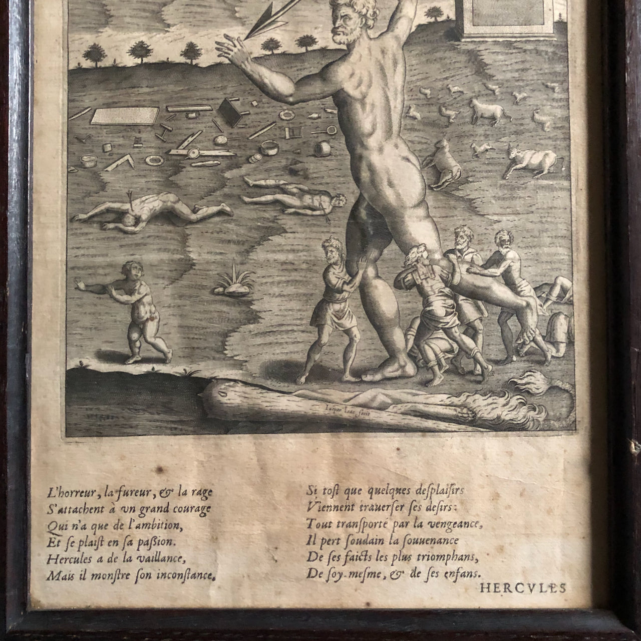 D'après A. Caron — Hercules furieux — gravure en taille douce — 32x20 cm — 1637