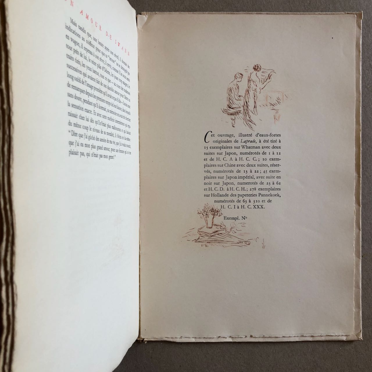 Marcel Proust — Un Amour de Swann — eaux-fortes originales de Pierre Laprade — N
