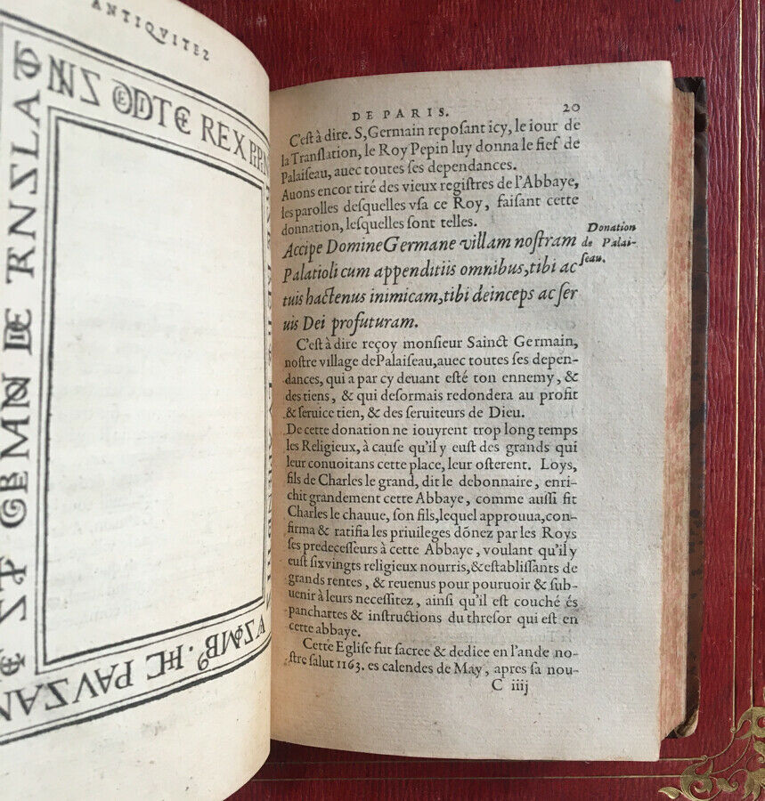 G. CORROZET - LES ANTIQUITÉS CHRONIQUES ET SINGULARITÉS DE PARIS - BONFONS 1586