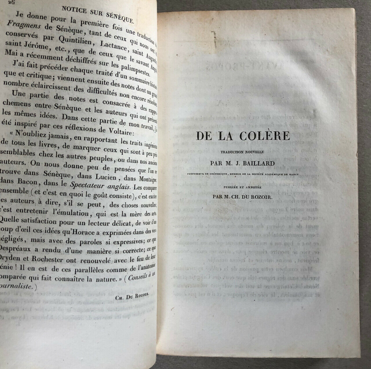 Sénèque — Oeuvres complètes — édition bilingue — 8 volumes — Panckoucke — 1832.