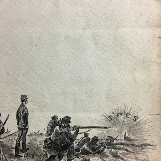 L. Henry — draft menu 36th Infantry Regiment — signed ink drawing.