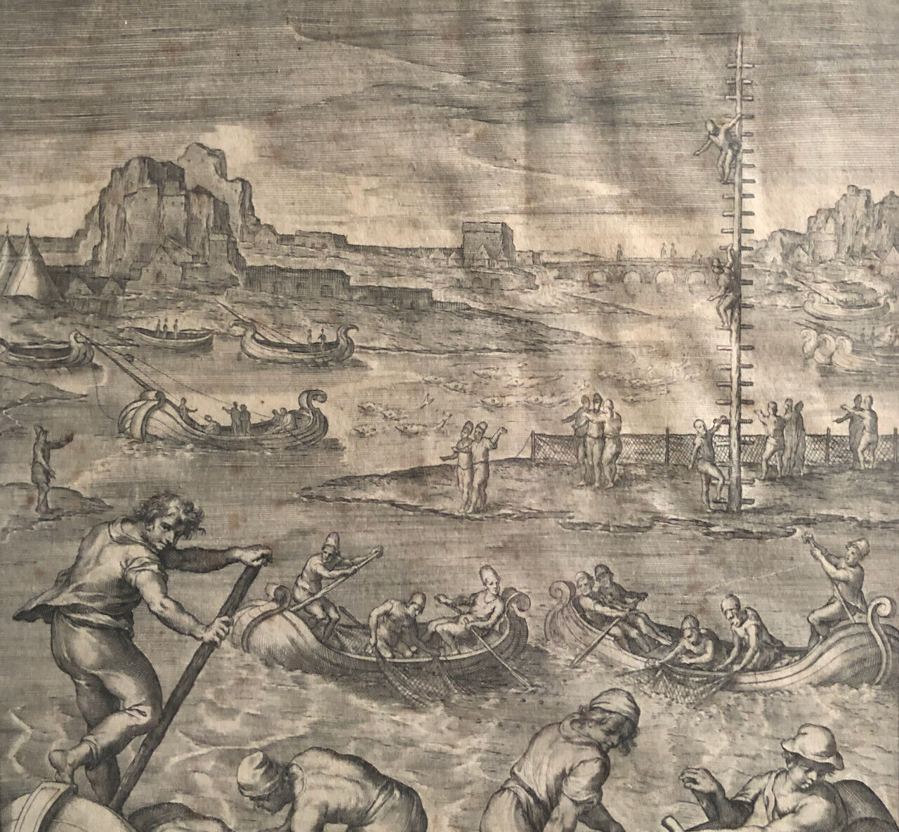 D'après Antoine Caron — Les Pescheurs — gravure en taille douce — 30x20 — 1637