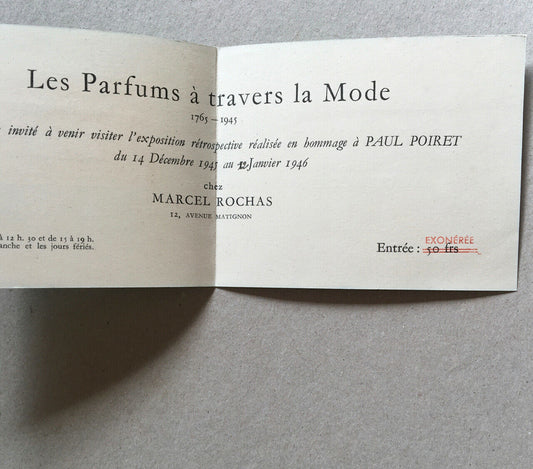 Marcel Rochas — Woman — Perfumes through fashion 1765-1945 — invitation.