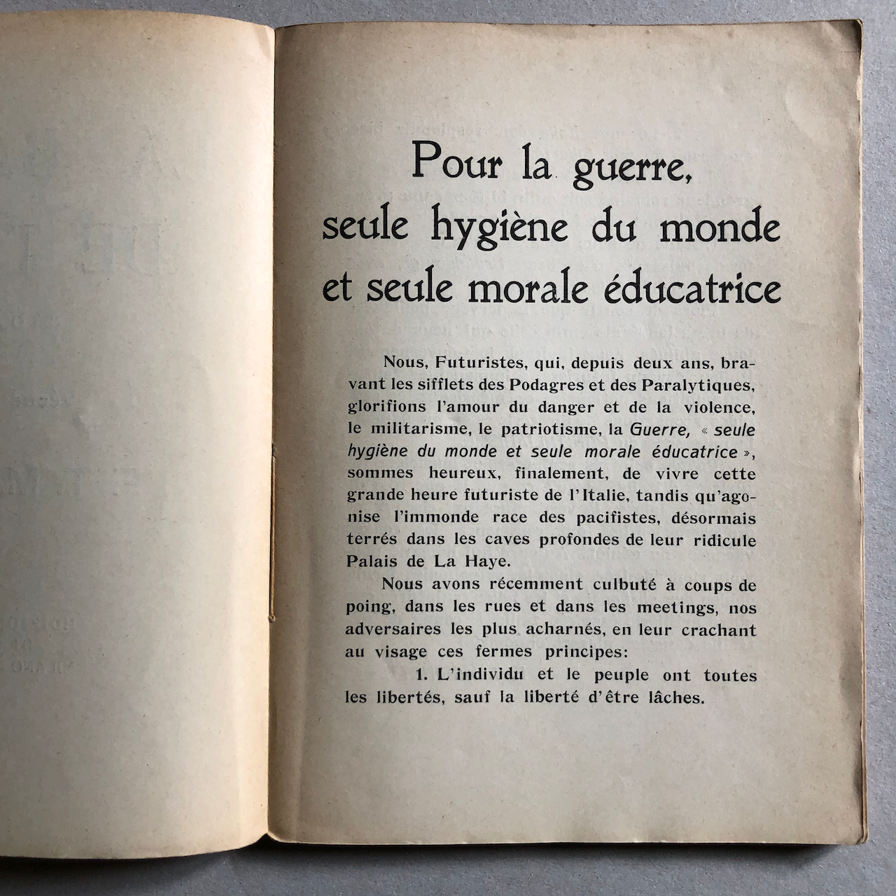 Filippo Tommaso Marinetti — La Bataille de Tripoli — e.o. — Ed. Futuriste — 1912