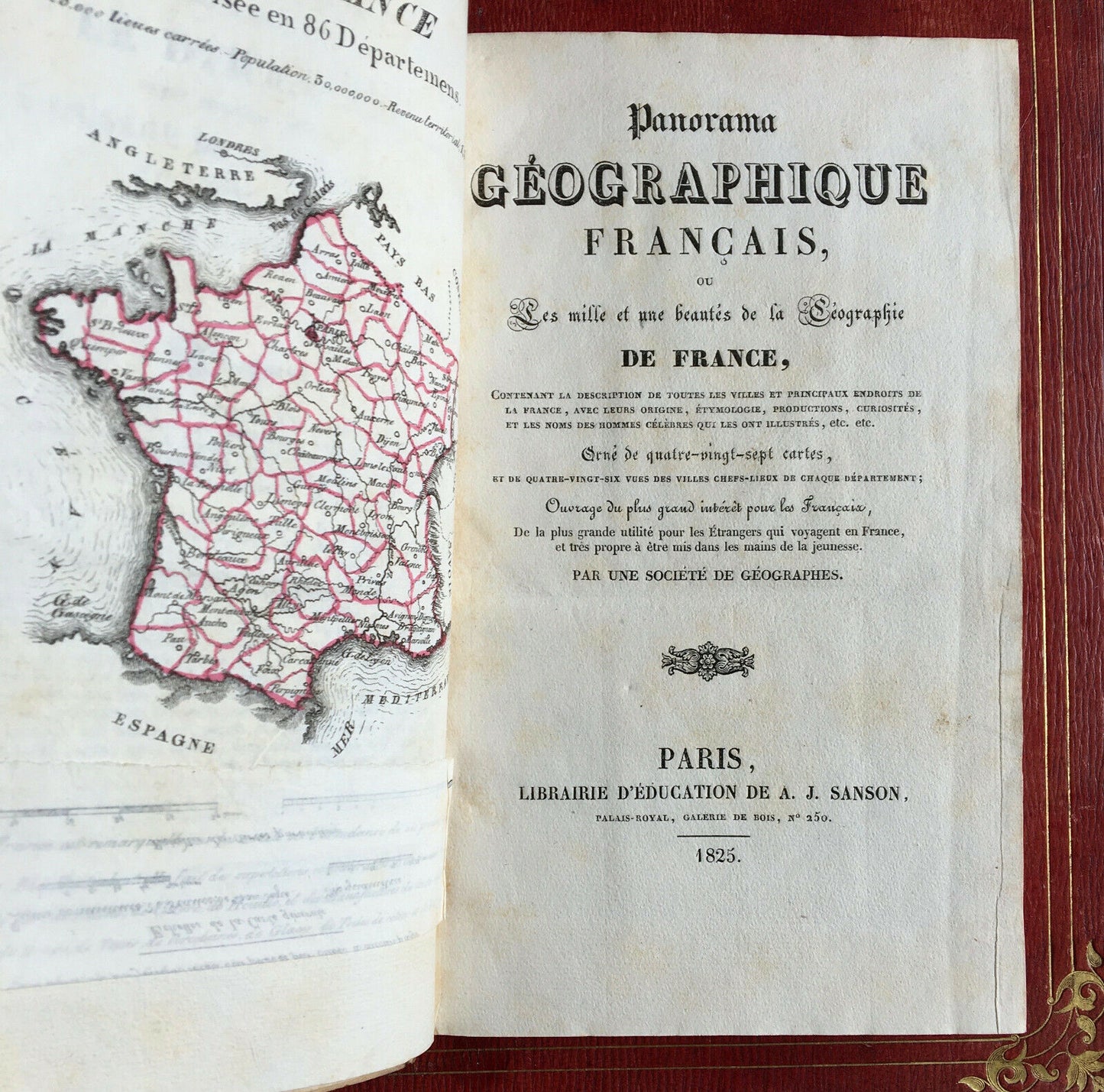 Panorama géographique français ou les 1001 beautés de France — Sanson — 1825.