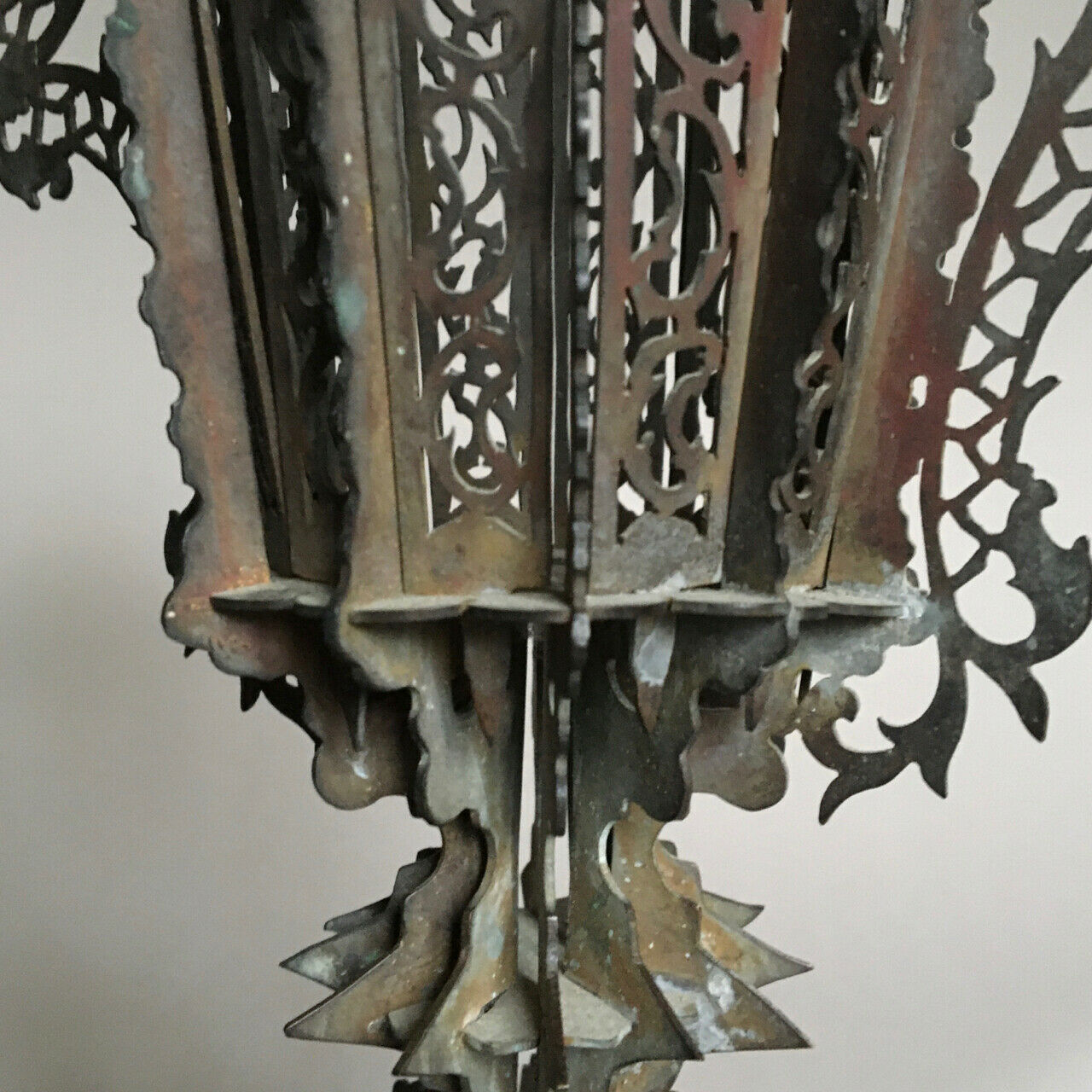 Pierced brass vase fully assembled without welding — masterpiece — 38 cm.