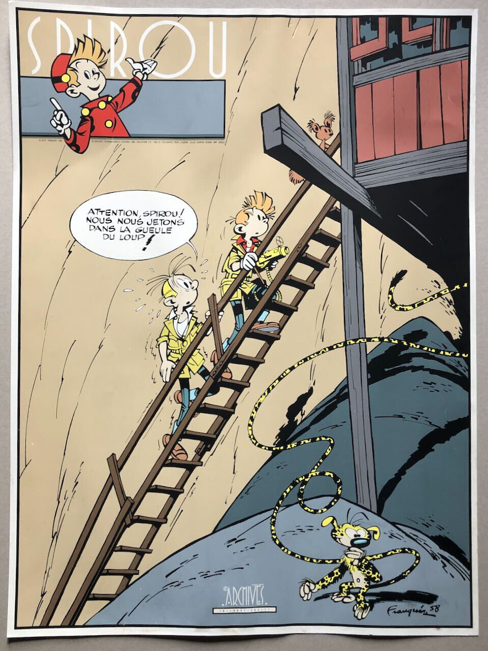 Franquin — Spirou & Fantasio— Poster sérigraphie — Archives Internationales 1986