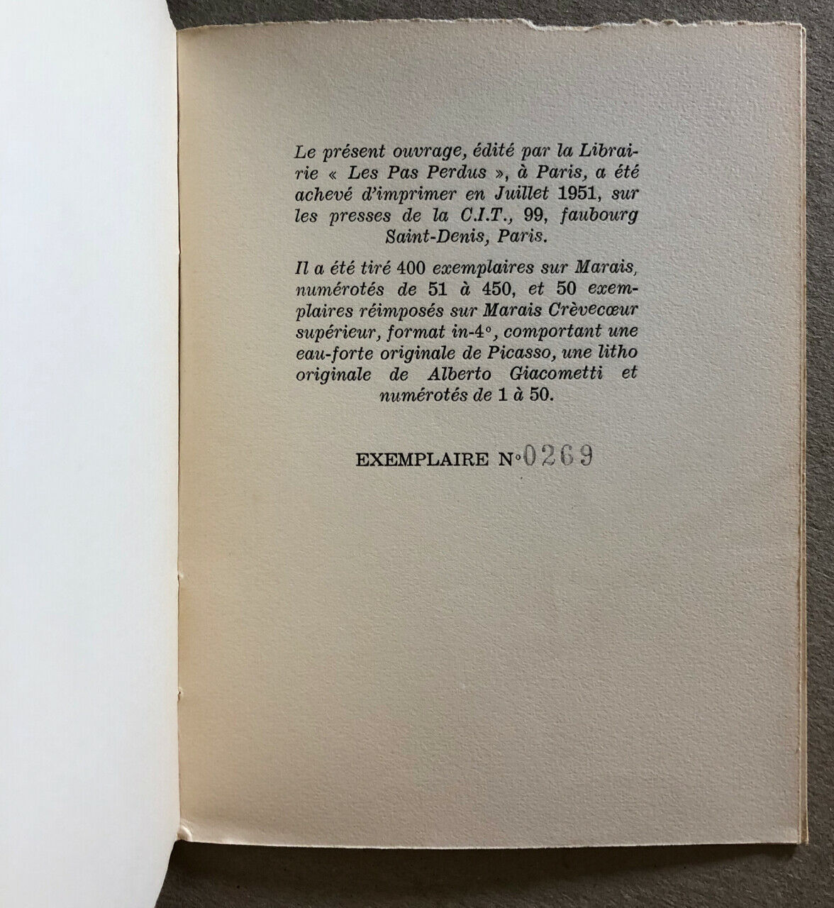 Édouard Loeb — L'Île — envoi autographe à Willy Mucha — Les Pas perdus — 1951.