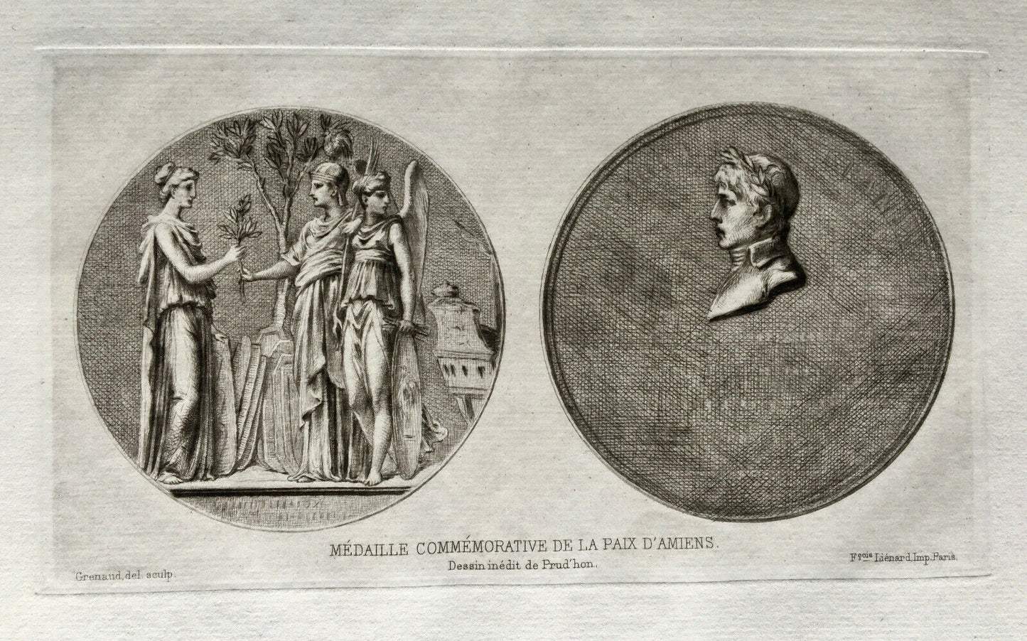 HENRI GRENAUD D'APRÈS PRUD'HON — MÉDAILLE COMMÉMORATIVE DE LA PAIX D'AMIENS