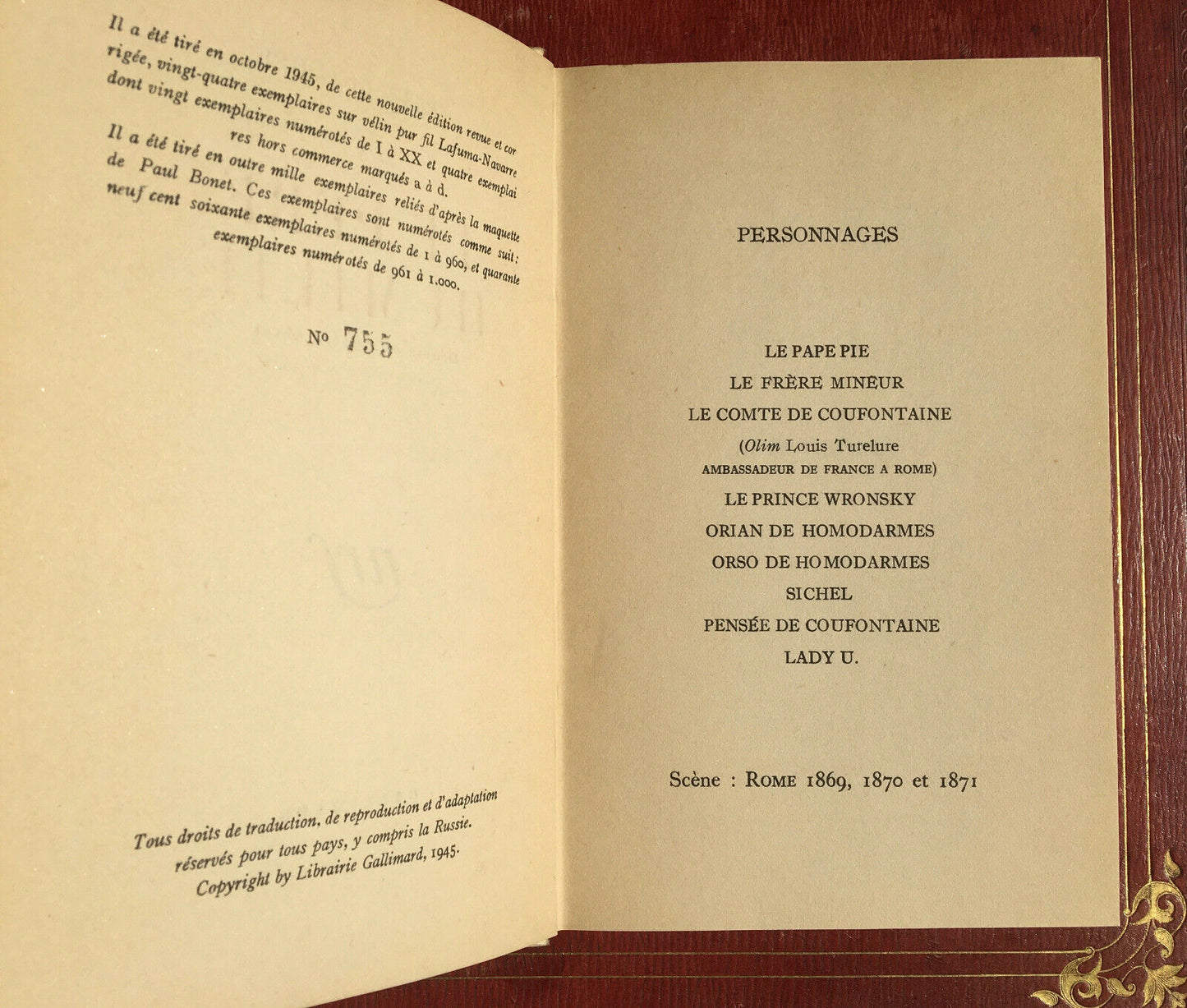 Paul Claudel — Le Père humilié — reliure Paul Bonet ex. n°/1000 — Gallimard 1945