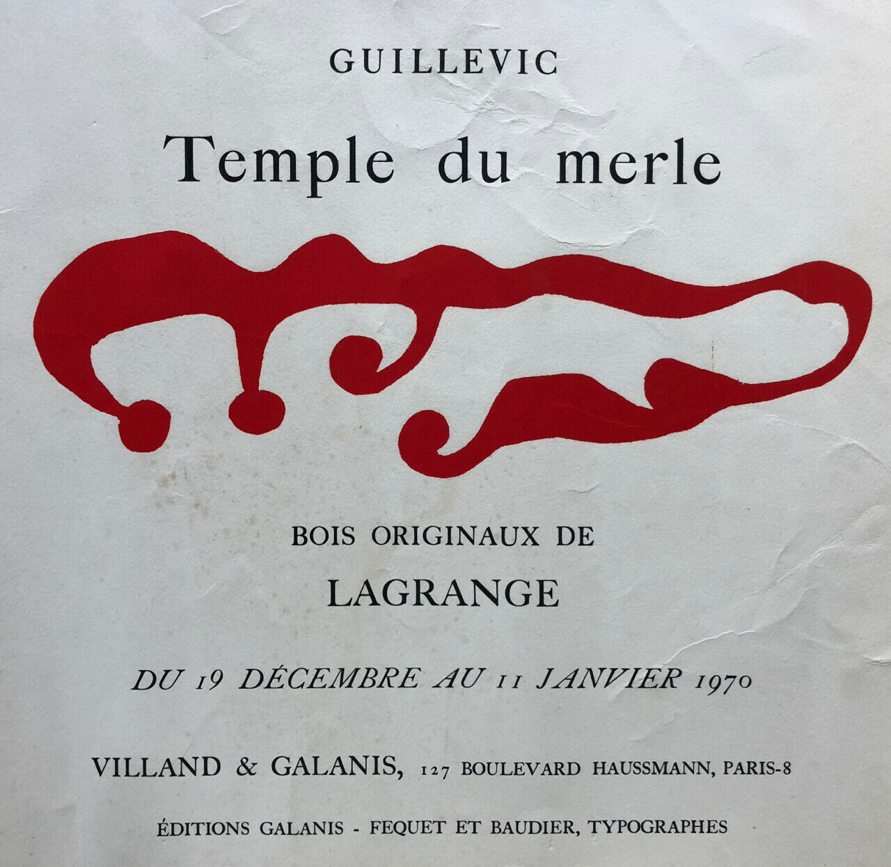 Guillevic / Lagrange — affiche lithographiée — galerie Villand & Gallanis —1970