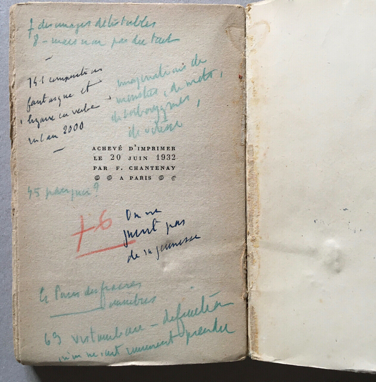 Léon Paul Fargue — D'après Paris — service de presse & envoi — Gallimard — 1932