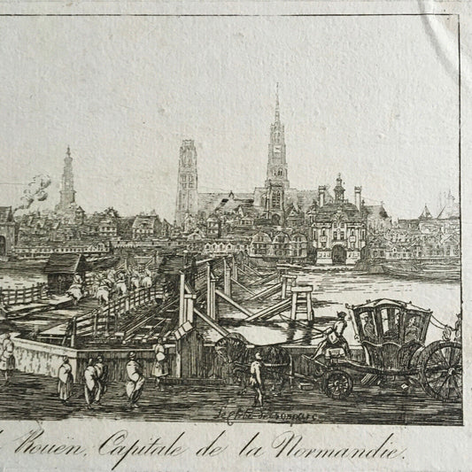 Vue de la ville de Rouën, Capitale de la Normandie — eau-forte signée — c. 1700.