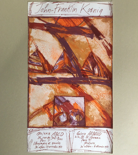 John-Franklin Koenig — affiche lithographique — exposition galerie Abcd — 1975.