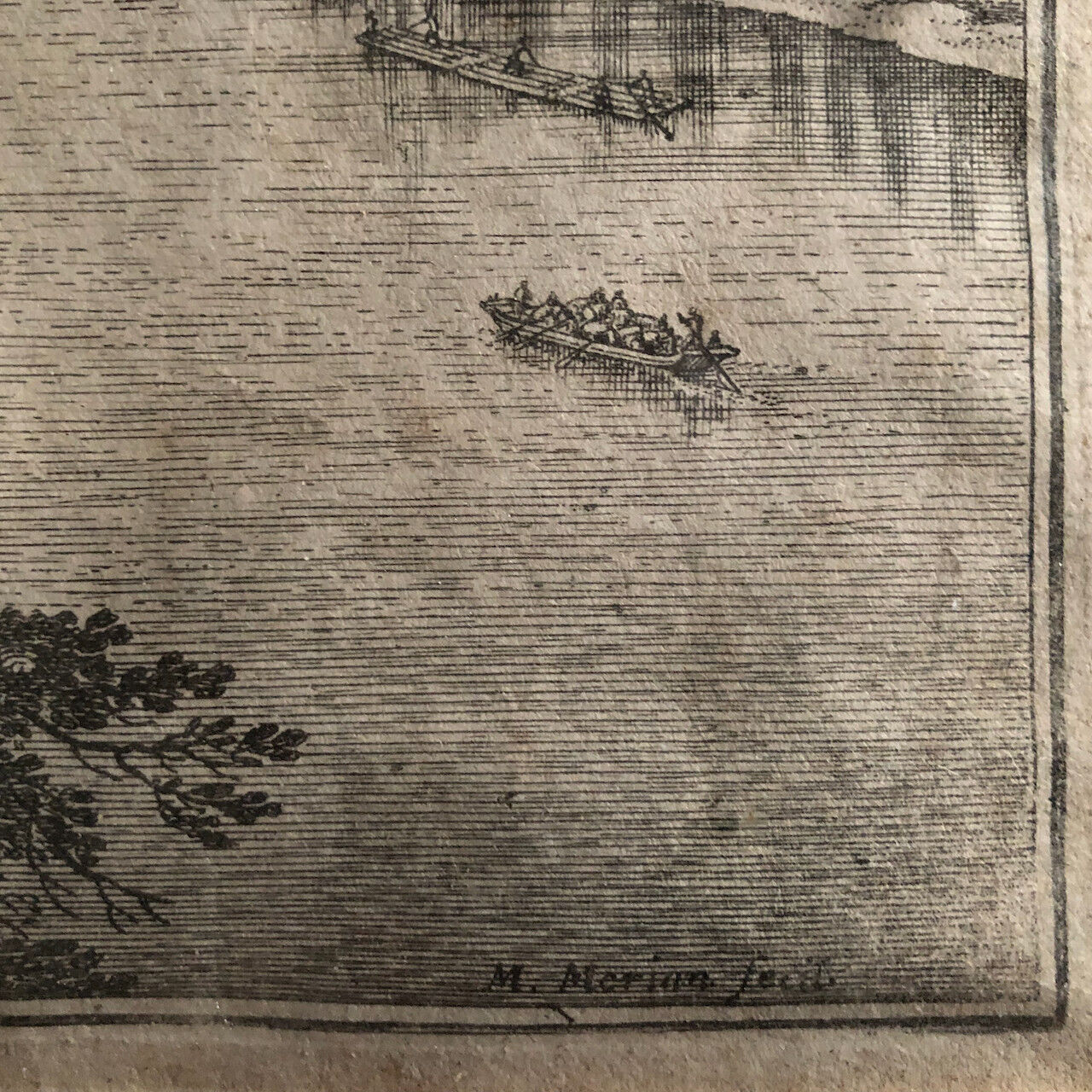 Matthäus Merian — Vue du Pont du Rhin & de la cathédrale à Bâle — circa 1660.