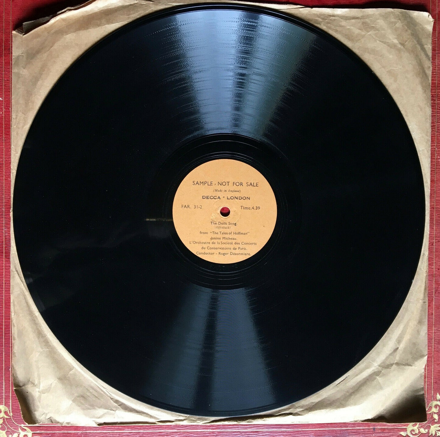 OFFENBACH — DOLL SONG — JANINE MICHEAU, DÉSORMIÈRE — 78 T SAMPLE LONDON FAR 31-2