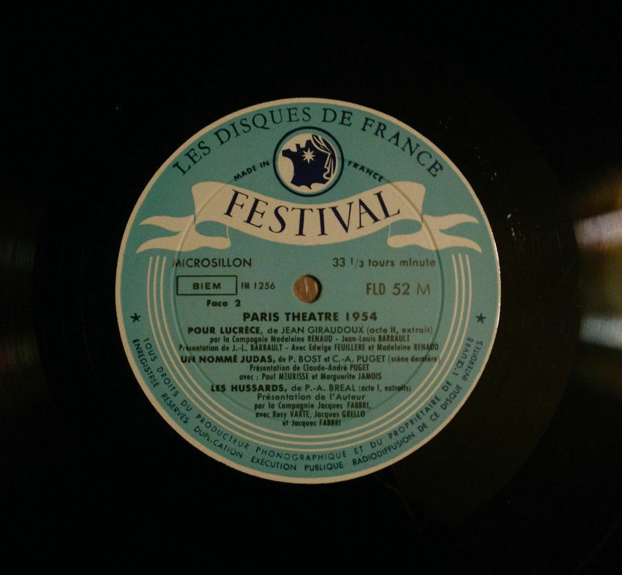 PARIS-THEATRE N° 1 JEAN VILAR - RARE 33 LP - FESTIVAL FLD 52 - 1956.