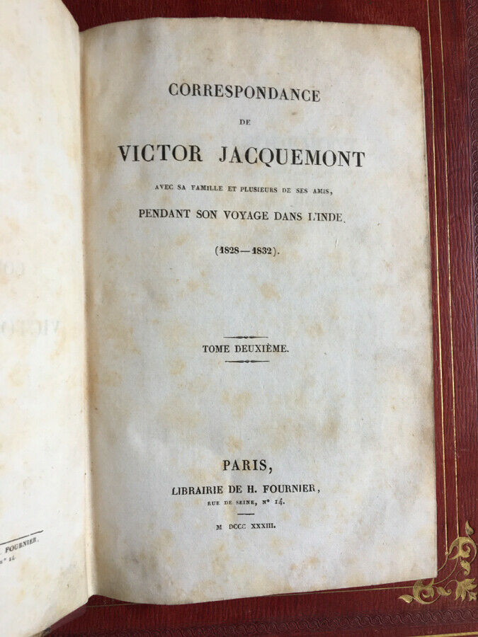 JACQUEMONT - VOYAGE DANS L'INDE - 2 VOL.- É.O. - GRANDE CARTE - FOURNIER - 1833