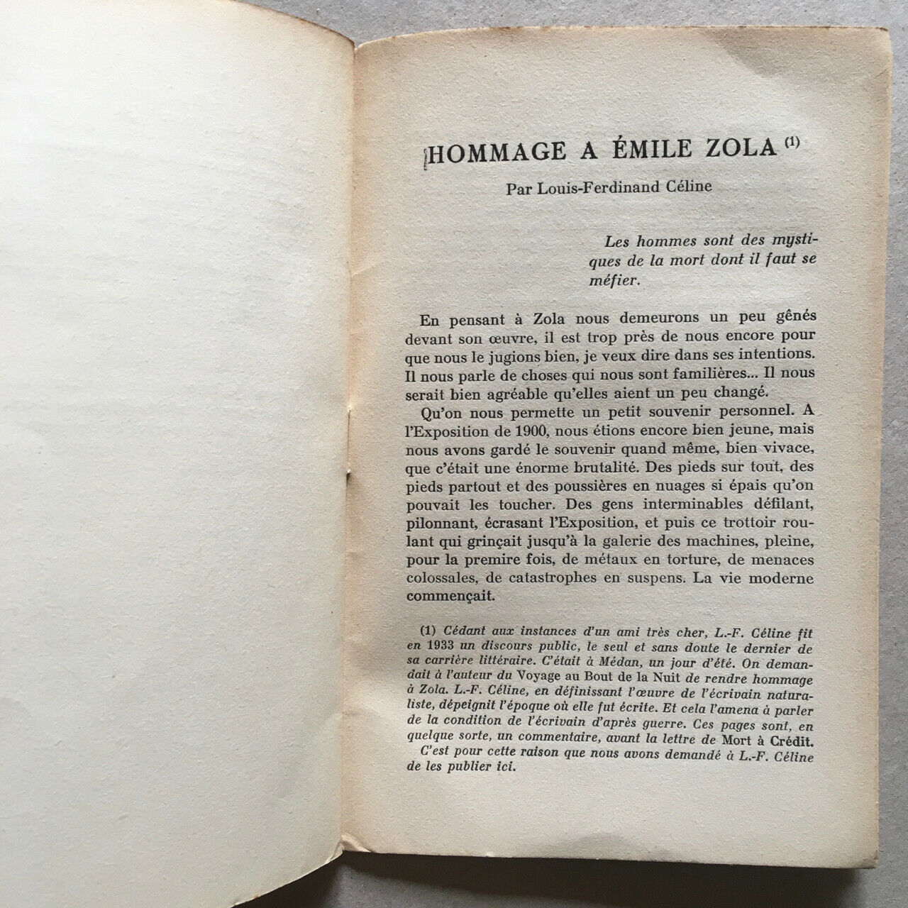 Robert Denoel — Apology of Death on Credit — É.O. — Denoel & Steele — 1936.