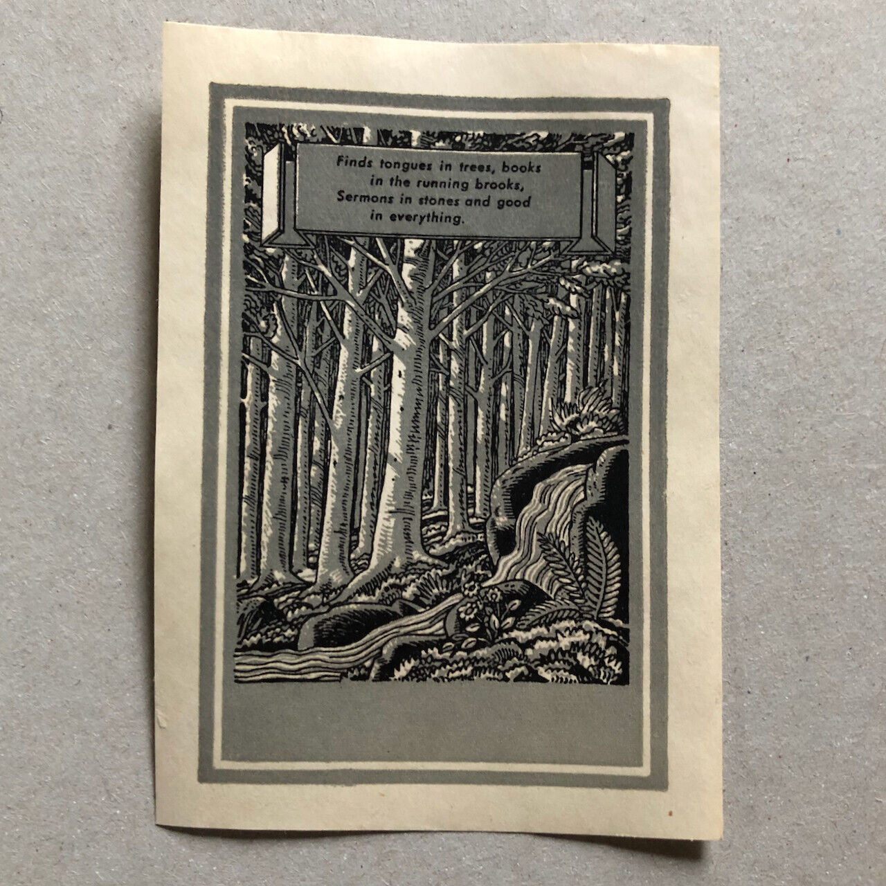 Norman Rockwell — Ex-libris - Bookplate — Find tongues in trees, … — Antioch.